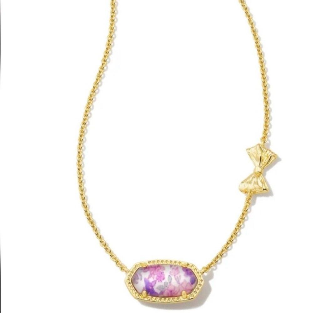 NWT LoveShackFancy X Kendra Scott necklace in Sunny Meadow Ditsy Purple Iris